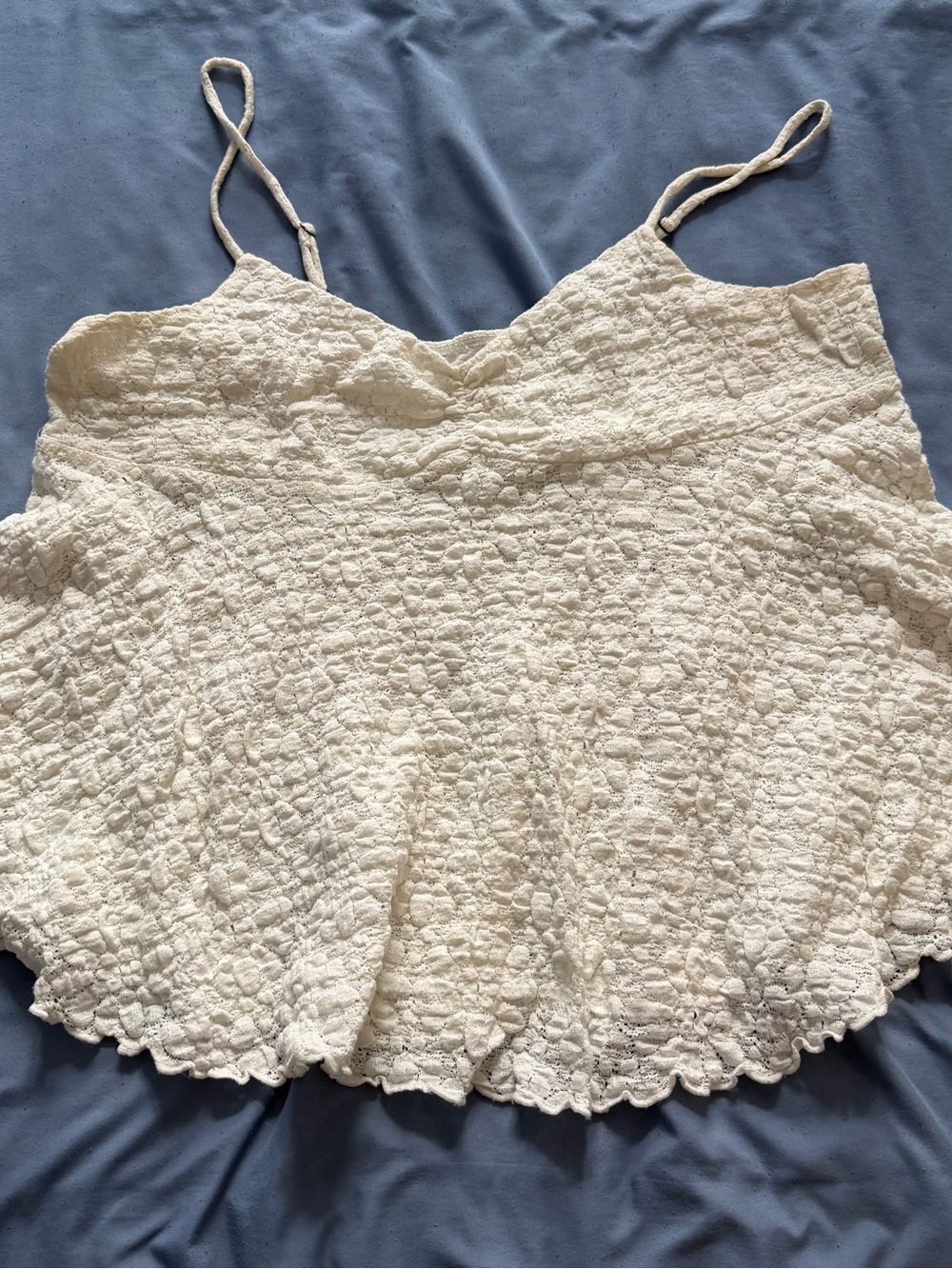 Lucky Brand Cream Textured Spaghetti-Strap lace Camisole tank top